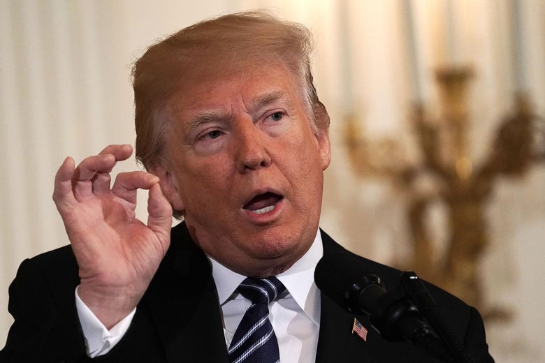 President Donald Trump speaks at the East Room of the White House May 18, 2018 in Washington, D.C.